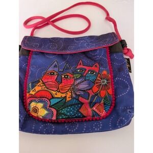 Vintage Laurel  Burch Cat Purse Aztec Crossbody Shoulder Sling Purse 10" x 10"